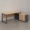 Стол прямой с тумбой R, ЛДСП экран, О-опора 1600x600x750 RM012R-16x6 Вяз Швейцарский светлый/Серый