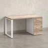 Стол прямой с тумбой на О-образных опоре, правый 1600x700x750 RM105-16x7 Дуб Маувелла/Белый