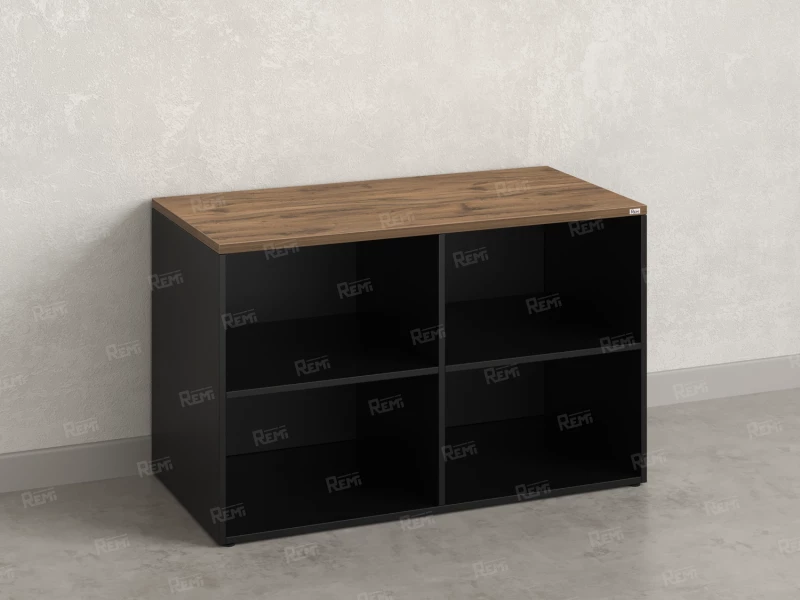 Стеллаж низкий, 4 ячейки 1200х600х750 RM146-12x6 Дуб Юстус/Черный