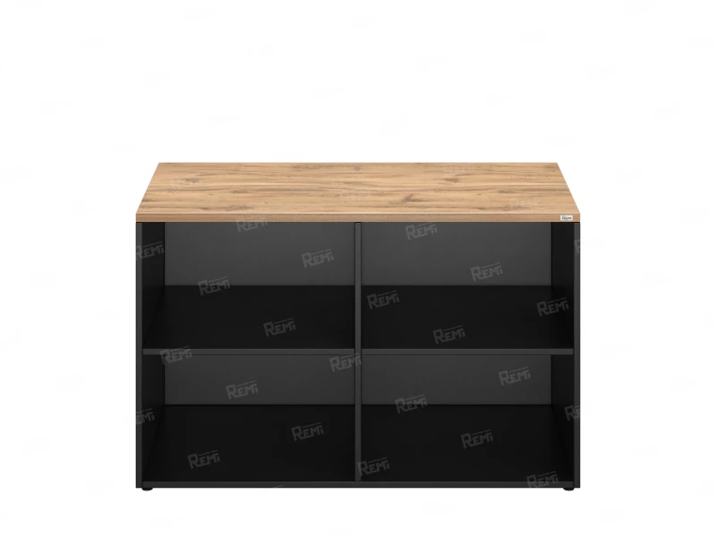 Стеллаж низкий, 4 ячейки 1200х600х750 RM146-12x6 Дуб Юстус/Черный