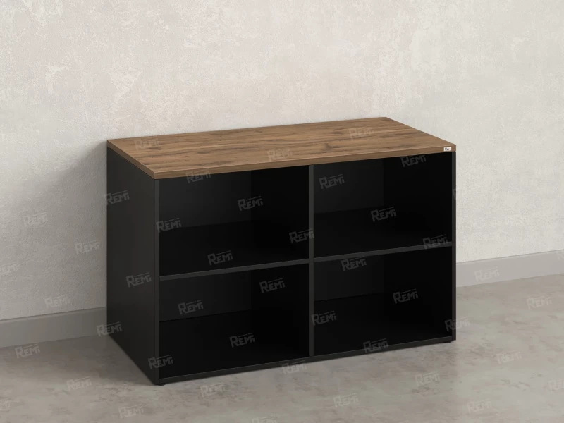Стеллаж низкий, 4 ячейки 1200х600х750 RM146-12x6 Дуб Юстус/Черный