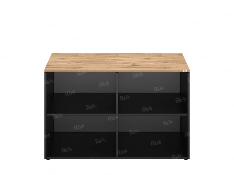 Стеллаж низкий, 4 ячейки 1200х600х750 RM146-12x6 Дуб Юстус/Черный