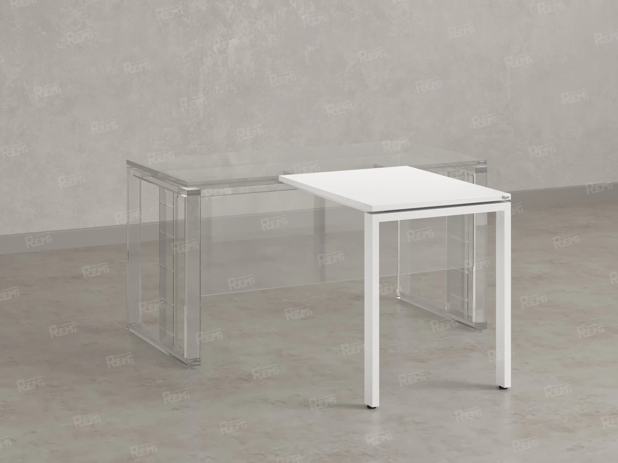 Брифинг прямой, с парящей столешнецей, на П-образном каркасе 1300x600x750 RM070-13x6 Белый/Белый