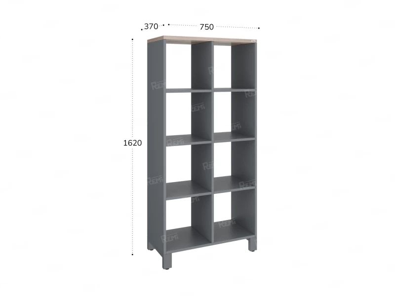 Стеллаж, 8 ячеек 750х370х1620 RM139-75x37 Дуб Маувелла/Серый