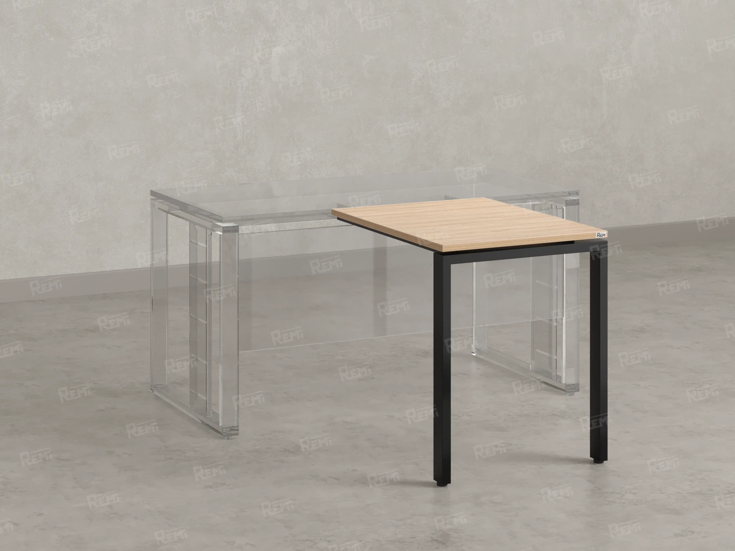 Брифинг прямой, с парящей столешнецей, на П-образном каркасе 1500x700x750 RM070-15x7 Вяз Швейцарский светлый/Черный