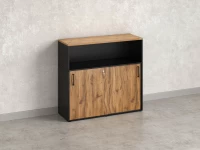 Низкий шкаф-купе, 2 полки с надстройкой, на регулируемых опорах 1200x420x1100 RM127-120x42 Дуб Юстус/Черный