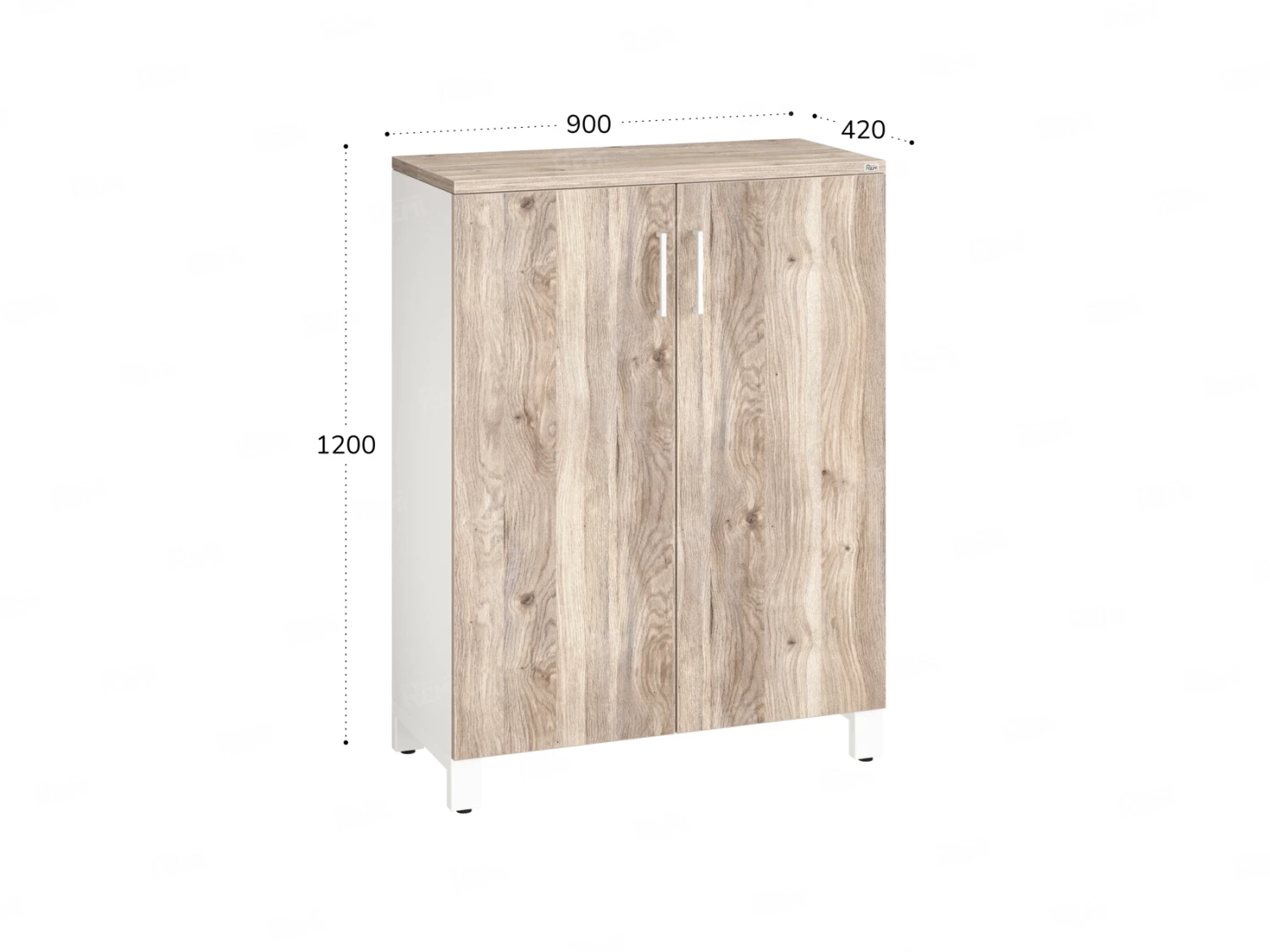 Шкаф распашной, 3 уровня 900x420x1200 RM149-90x42 Дуб Маувелла/Белый