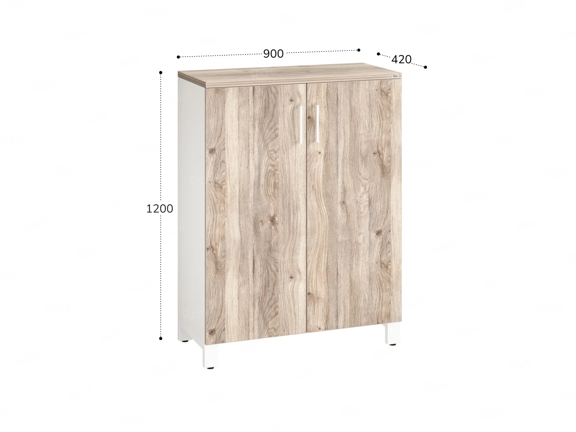 Шкаф распашной, 3 уровня 900x420x1200 RM149-90x42 Дуб Маувелла/Белый