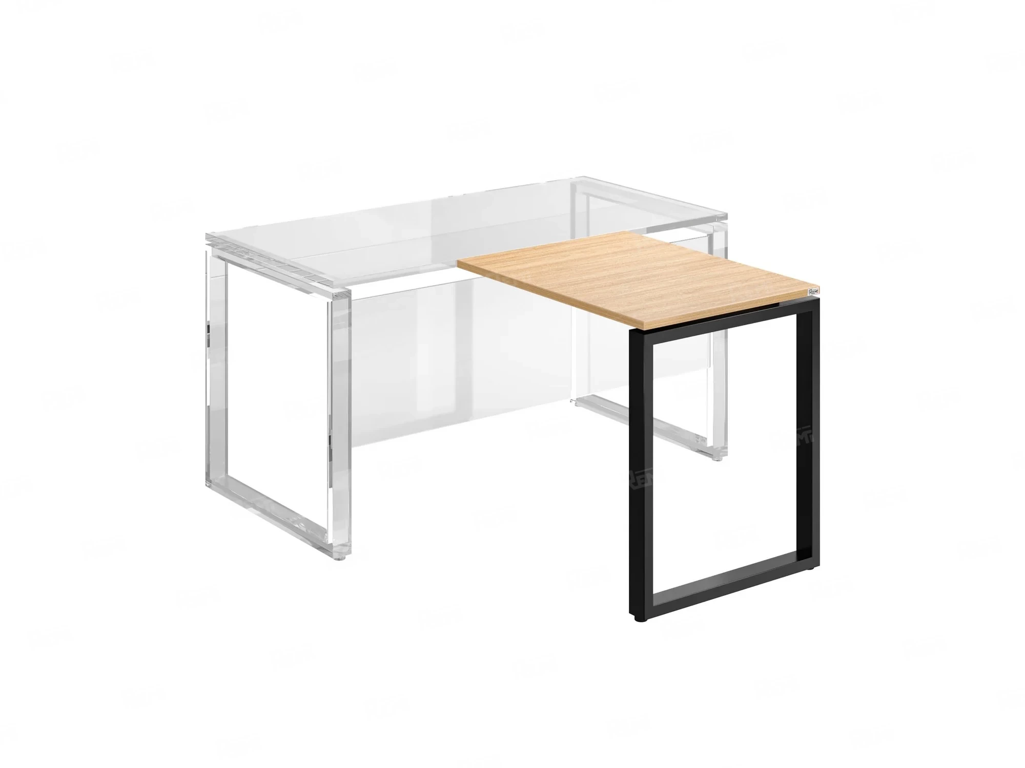 Брифинг прямой, с парящей столешнецей, на О-образном каркасе 1300x600x750 RM072-13x6 Вяз Швейцарский светлый/Черный