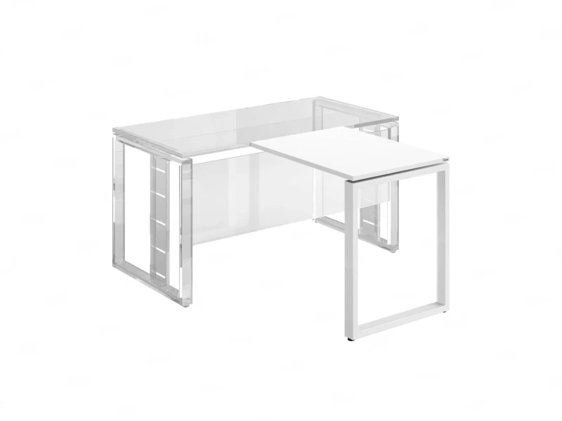 Брифинг прямой, с парящей столешнецей, на О-образном каркасе 900x700x750 RM072-9x7 Белый/Белый