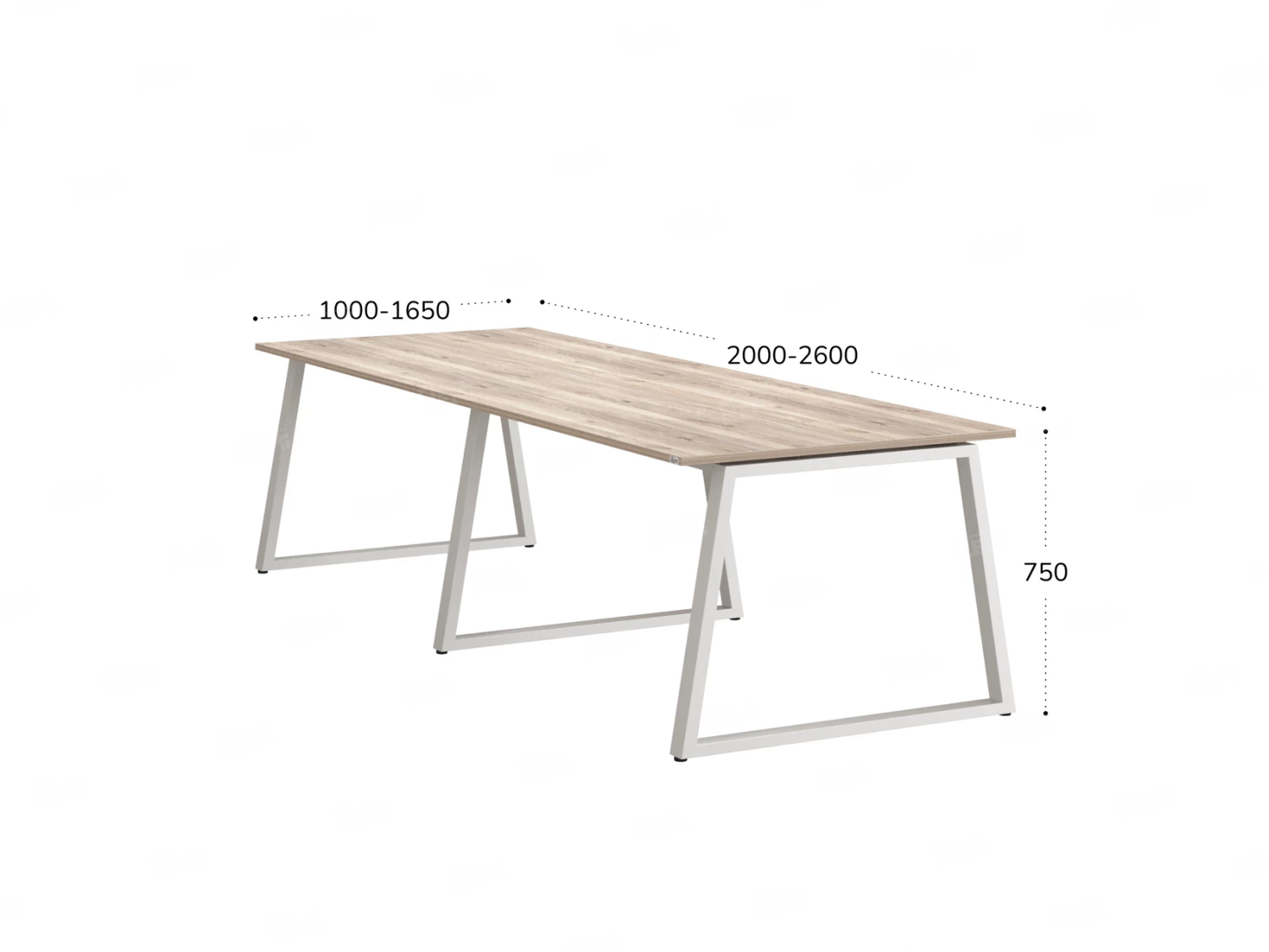 Cтол для переговоров, на A-обазном каркасе 2100x1400x750 RM083-210x140 Дуб Маувелла/Белый