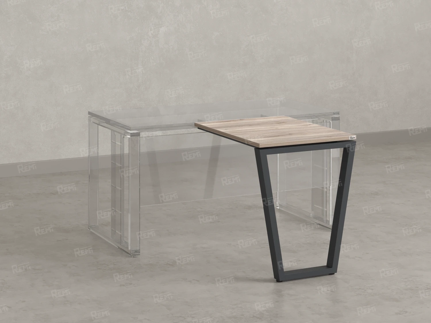 Брифинг прямой, с парящей столешнецей, на U-образном каркасе 1100x800x750 RM074-11x8 Дуб Маувелла/Серый