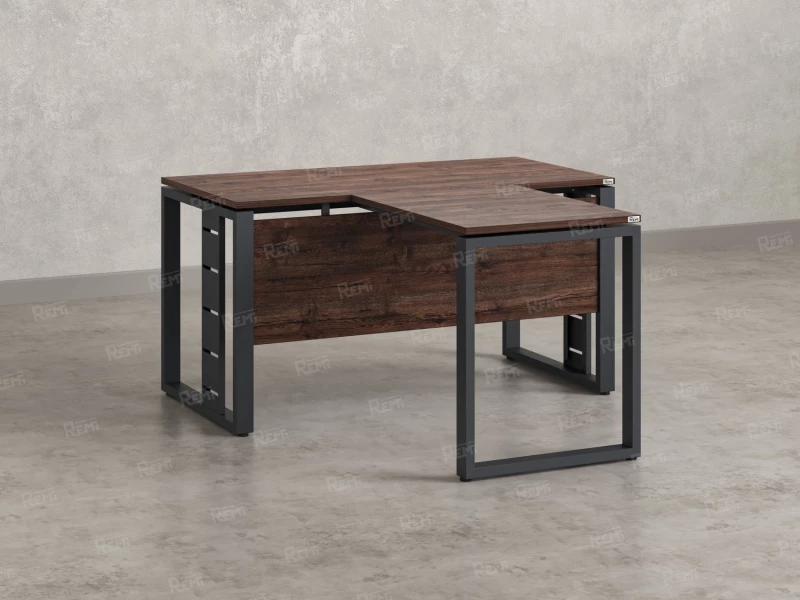 Стол с брифингом с парящей столешницей на О-образных опорах с экраном ЛДСП RM045-10x9 1000x1900x750 Дуб Апрельский шоколад/Серый