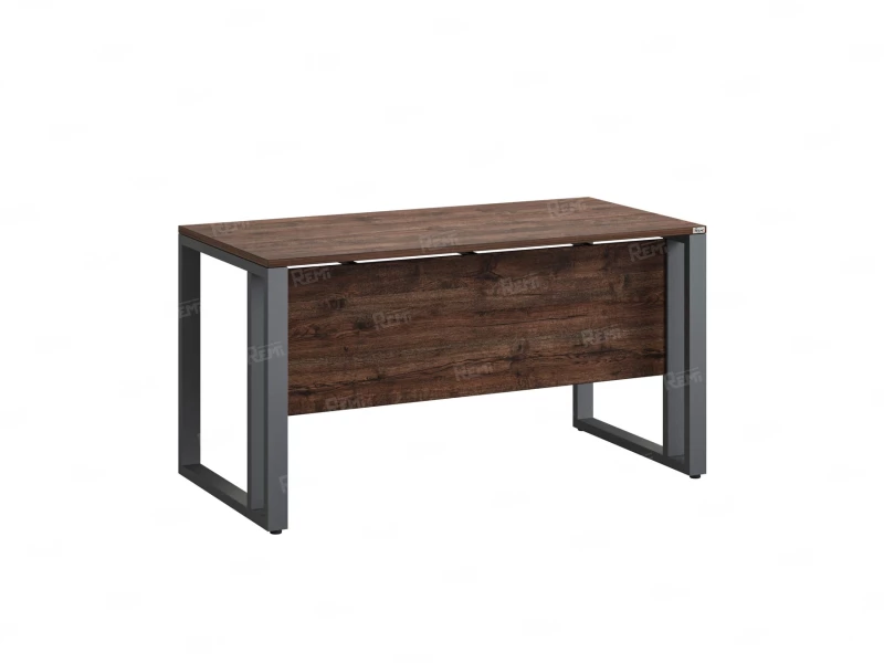 Стол прямой на О-образных опорах с экраном ЛДСП 1000x700x750 RM041-10x7 Дуб Апрельский шоколад/Серый