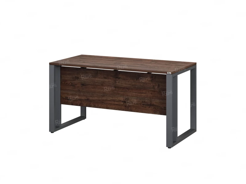 Стол прямой на О-образных опорах с экраном ЛДСП 1000x700x750 RM041-10x7 Дуб Апрельский шоколад/Серый