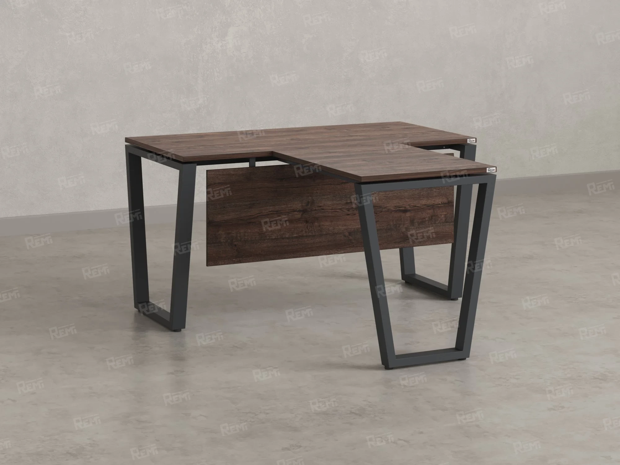 Стол с брифингом с парящей столешницей на U-образных опорах с экраном ЛДСП RM047-10x8 1000x1800x750 Дуб Апрельский шоколад/Серый