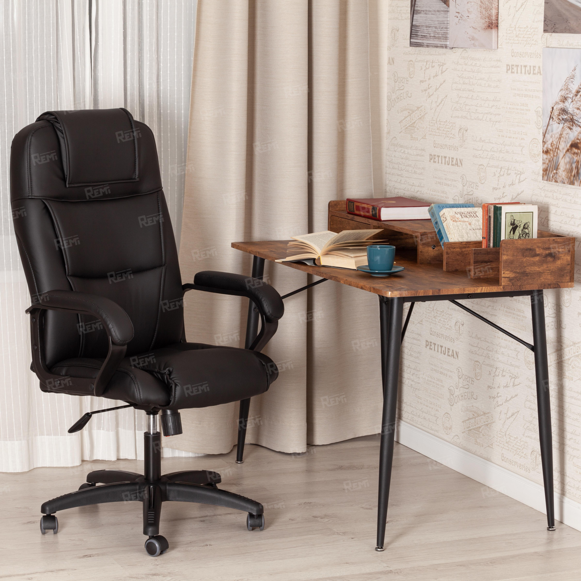 Кресло BERGAMO Черный/Черный, Экокожа (арт. 19358)