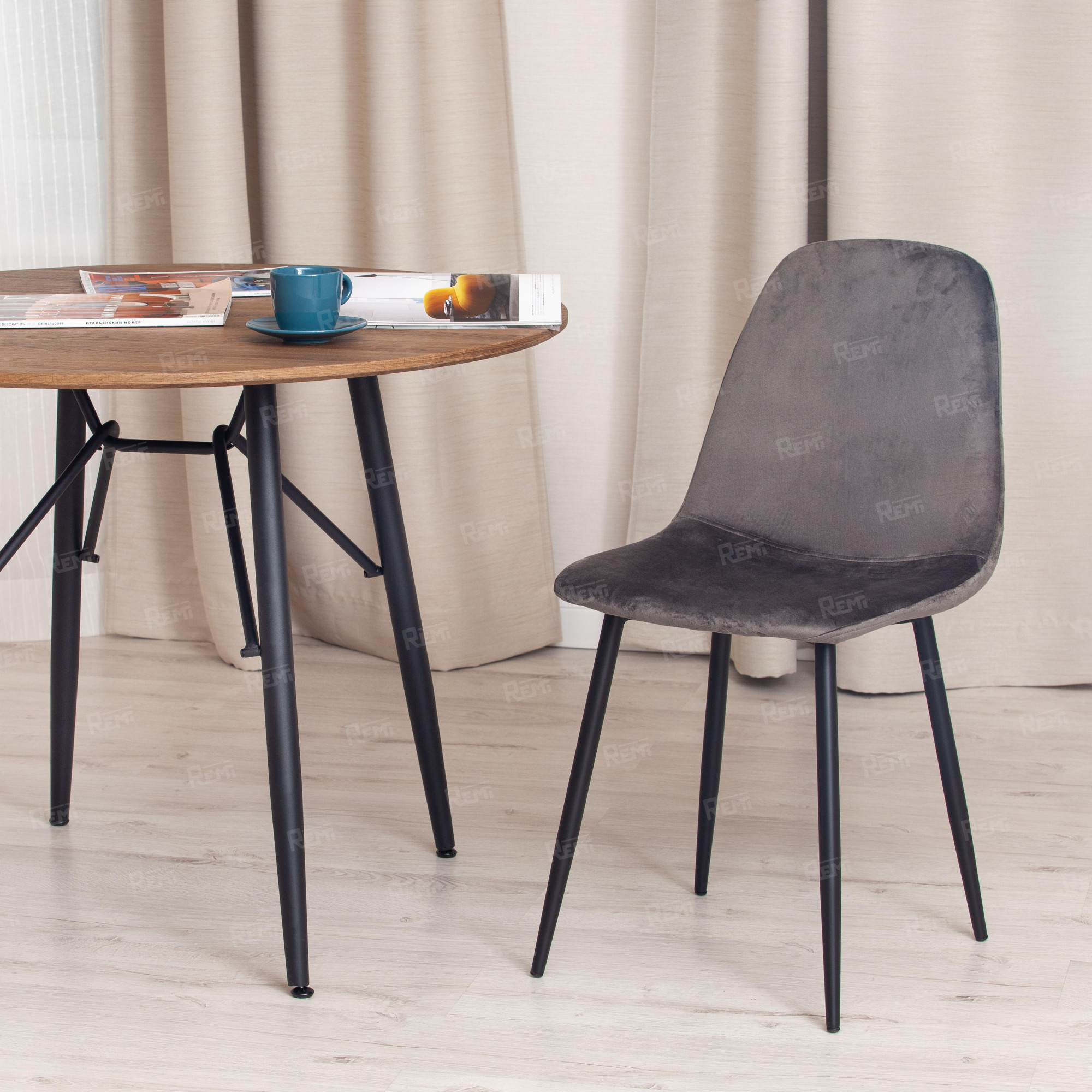 Стул BREEZE (mod. 4724) Темно-серый/Темно-серый, Вельвет (арт. 19612)