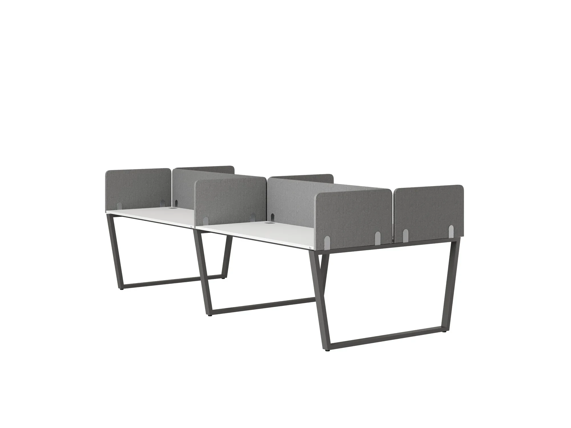 Бенч-система, 4 рабочих места, на U-образных опорах, 8 тканевых экранов 2400x1400x750 RM173-1-12x14 Белый/Серый