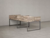 Бенч-система, 4 рабочих места, на О-образных опорах, 8 ЛДСП экранов 2400x1600x750 RM170-1-12x16 Дуб Маувелла/Серый