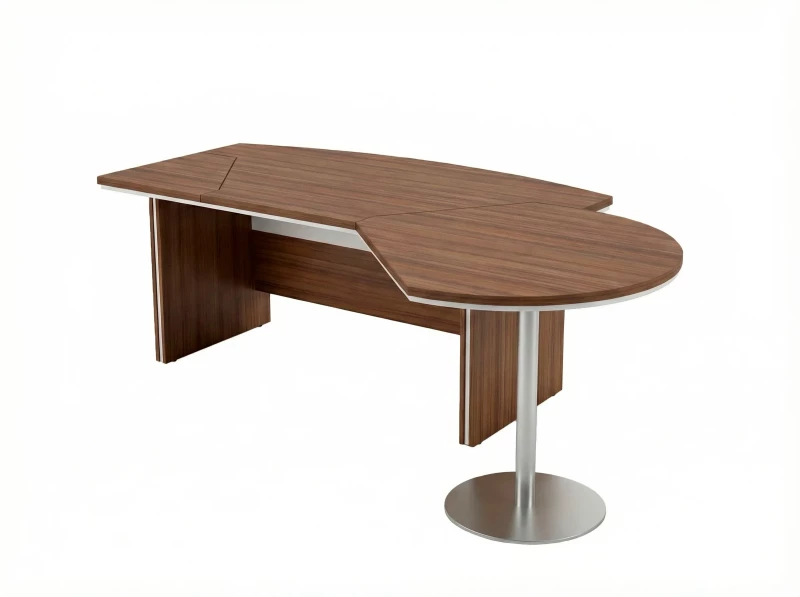 BRL RB069-215x150R Стол руководителя с брифингом правый 2150х1500х760 Орех Вармия/Белый