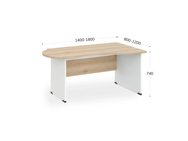 BRL RB004-160х100R Стол асимметричный правый 1600х1000х740 Акация/Белый