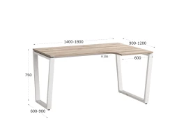 Стол угловой, U-опора, правый 1400x600/900x750, RM050-14x6-9 Дуб Маувелла/Белый