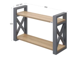 Полка настенная 900x300x500 RM196-90x30 Вяз Швейцарский светлый/Серый