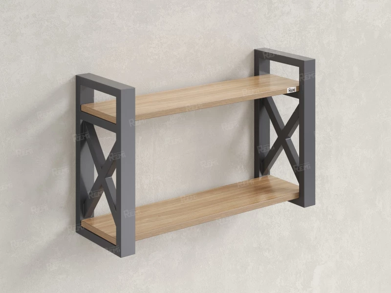 Полка настенная 900x300x500 RM196-90x30 Вяз Швейцарский светлый/Серый