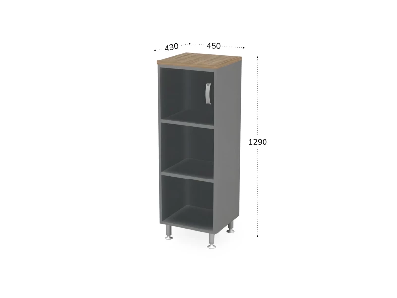 BRL RB049-45х43L Стеллаж закрытый витрина стекло левый 450х430х1290 Шорвуд/Серый вулканический