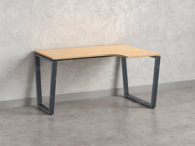 Стол угловой, U-опора, правый 1600x900/1200x750, RM050-16x9-12 Вяз Швейцарский светлый/Серый