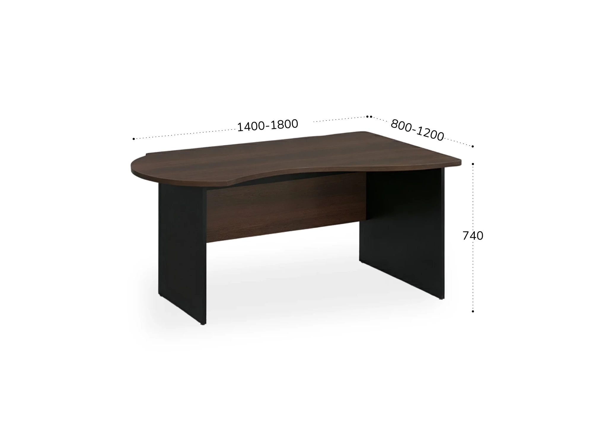 BRL RB004-140х80R Стол асимметричный правый 1400х800х740 Венге/Черный