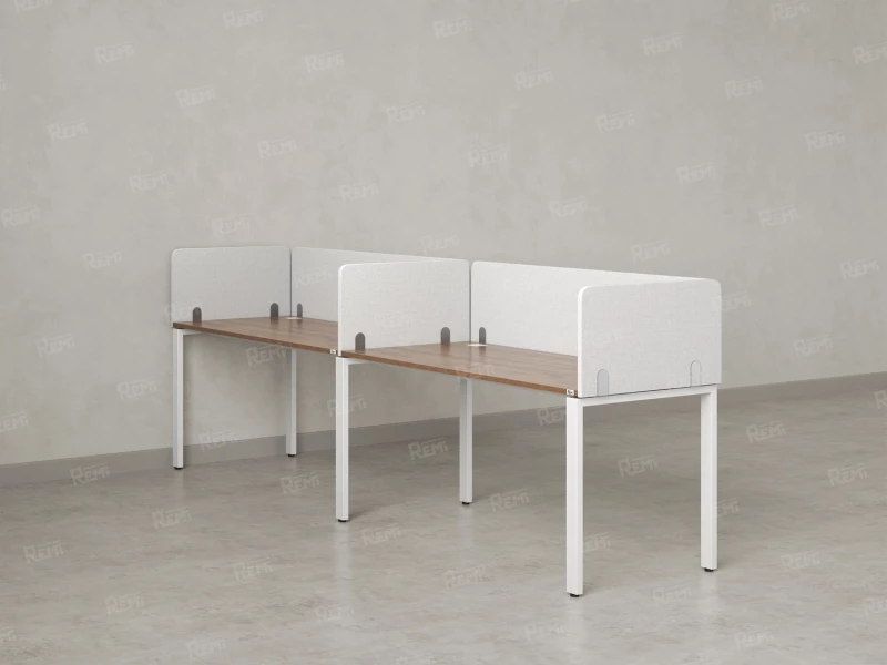 Бенч-система в 1 ряд, 2 рабочих места 5 тканевых экранов 3200x700x750 RM167-1-32x7 Дуб Юстус/Белый