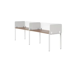 Бенч-система в 1 ряд, 2 рабочих места 5 тканевых экранов 3200x700x750 RM167-1-32x7 Дуб Юстус/Белый
