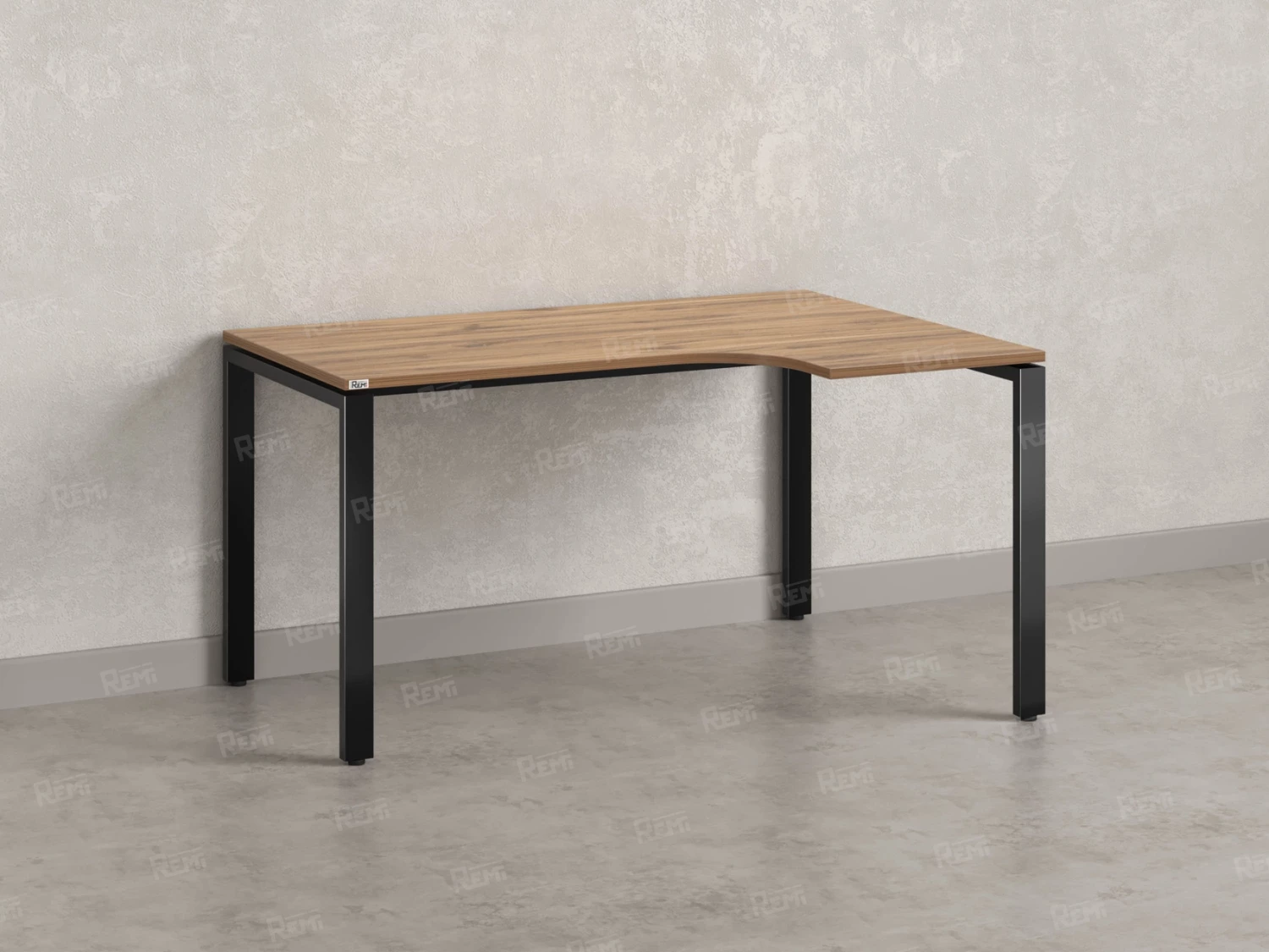 Стол угловой, П-опора, правый 1600x700/900x750, RM052-16x7-9 Дуб Юстус/Черный