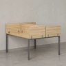 Бенч-система, 2 рабочих места, 5 ЛДСП экранов 1200x1600x750 RM165-4-12x16 Вяз Швейцарский светлый/Серый