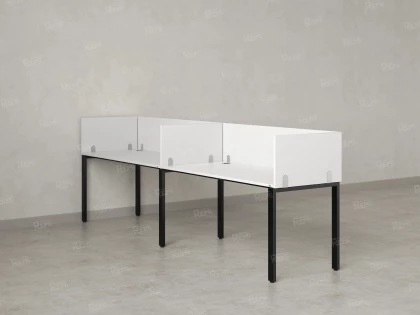 Бенч-система в 1 ряд, 2 рабочих места 5 ЛДСП экранов 3200x600x750 RM167-2-32x6 Белый/Черный