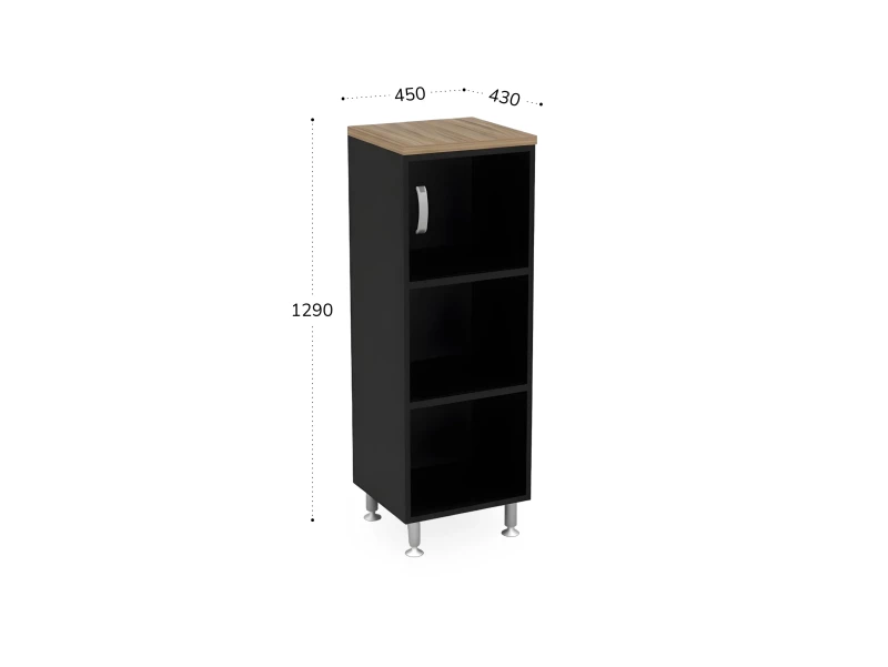 BRL RB049-45х43R Стеллаж закрытый витрина стекло левый 450х430х1290 Шорвуд/Черный