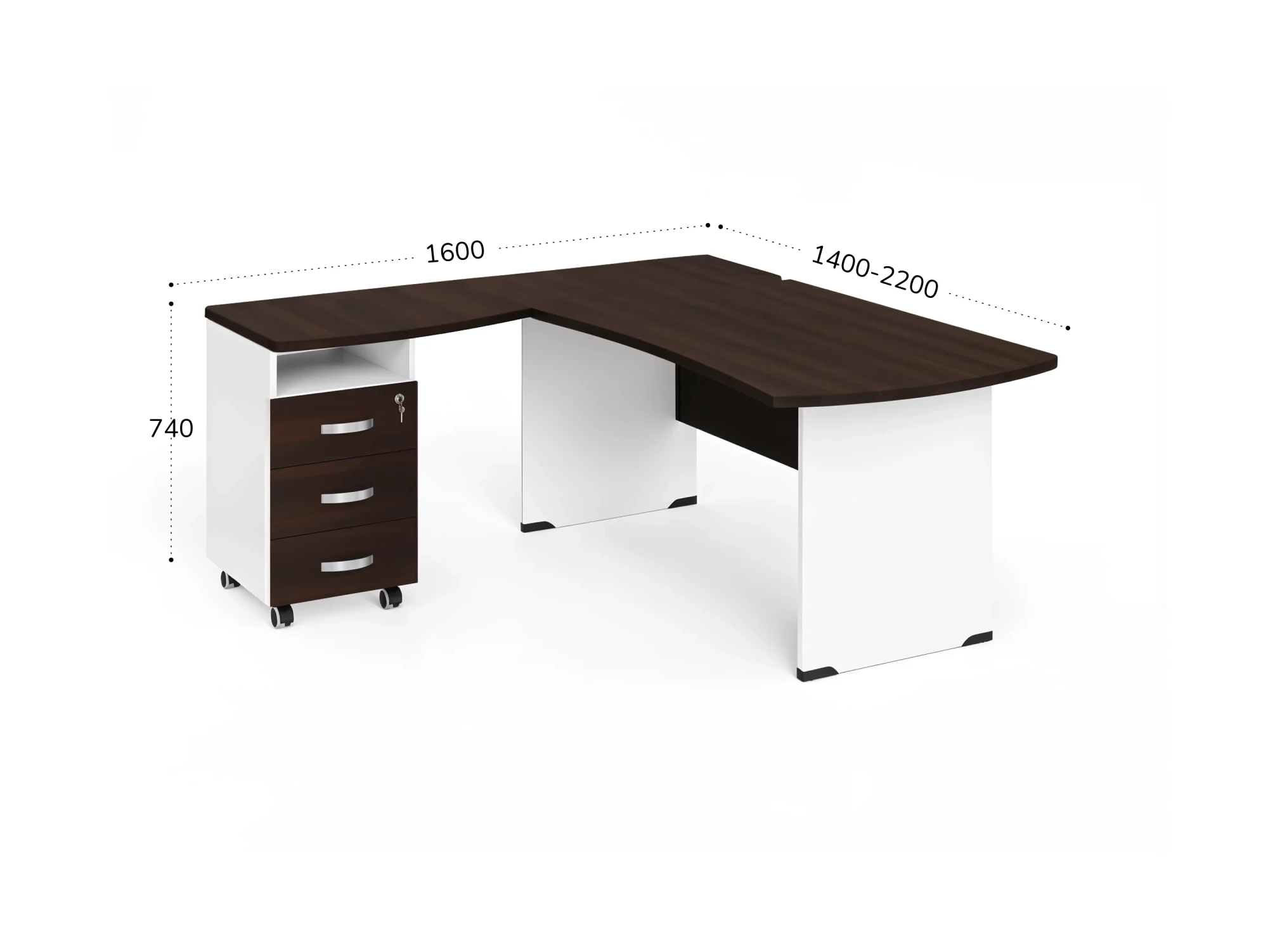 BRL RB005-180х160L Угловое рабочее место левое 1800х1600х740 Венге/Белый