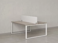 Бенч-система, 2 рабочих места, с одним тканевым экраном 1200x1200x750 RM169-1-12x12 Дуб Маувелла/Белый