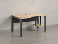Стол угловой, экран металл, П-опора, левый 1400x900/1200x750, RM059-14x9-12 Вяз Швейцарский светлый/Серый