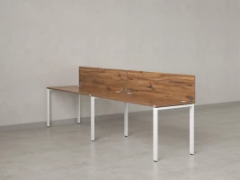 Бенч-система в 1 ряд, 2 рабочих места 2 ЛДСП экранов 2400x800x750 RM167-4-24x8 Дуб Юстус/Белый