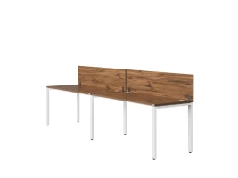 Бенч-система в 1 ряд, 2 рабочих места 2 ЛДСП экранов 2400x800x750 RM167-4-24x8 Дуб Юстус/Белый