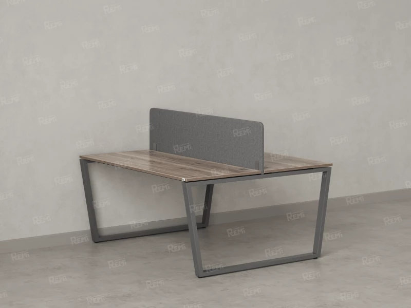 Бенч-система, 2 рабочих места, с одним тканевым экраном 1200x1200x750 RM172-1-12x12 Дуб Маувелла/Серый