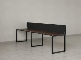 Бенч-система в 1 ряд, 2 рабочих места 2 тканевых экранов 2700x700x750 RM168-3-27x7 Дуб Апрельский шоколад/Черный