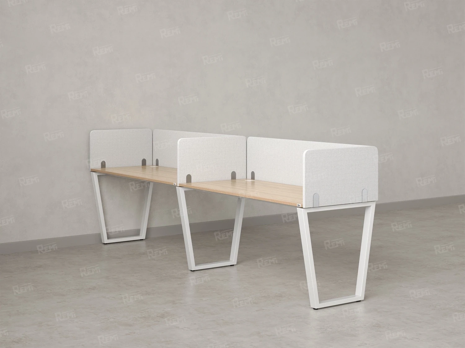 Бенч-система в 1 ряд, 2 рабочих места 5 тканевых экранов 2400x700x750 RM174-1-24x7 Вяз Швейцарский светлый/Белый