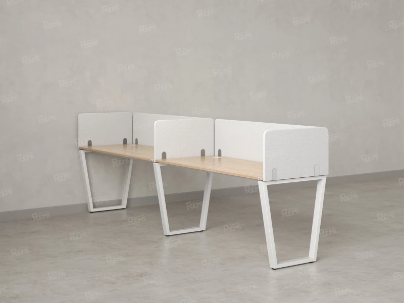 Бенч-система в 1 ряд, 2 рабочих места 5 тканевых экранов 2400x700x750 RM174-1-24x7 Вяз Швейцарский светлый/Белый