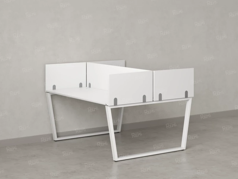Бенч-система, 2 рабочих места, 5 ЛДСП экранов 1800x1200x750 RM172-4-18x12 Белый/Белый
