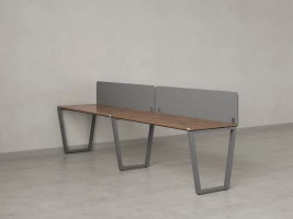 Бенч-система в 1 ряд, 2 рабочих места 2 тканевых экранов 2000x600x750 RM174-3-20x6 Дуб Юстус/Серый