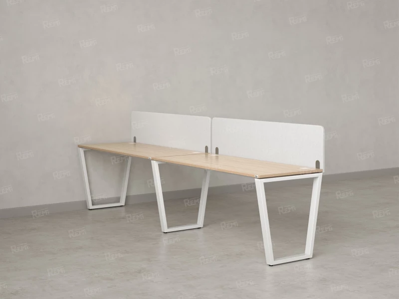 Бенч-система в 1 ряд, 2 рабочих места 2 тканевых экранов 3600x800x750 RM174-3-36x8 Вяз Швейцарский светлый/Белый